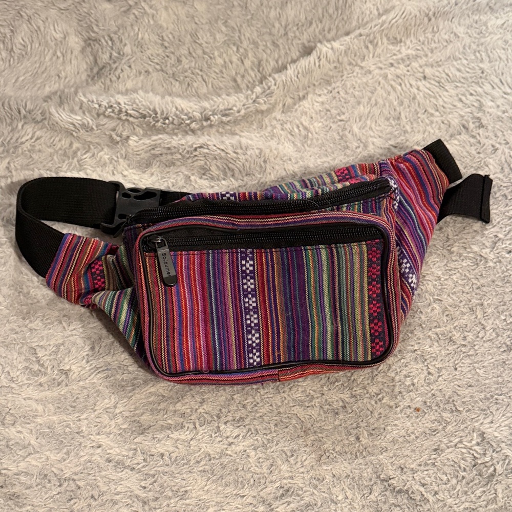 Multicolor Striped Women's Belt Bag